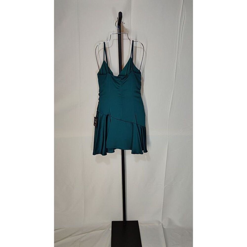 Lulu's Teal Satin Slip Dress - Picture 3 of 3